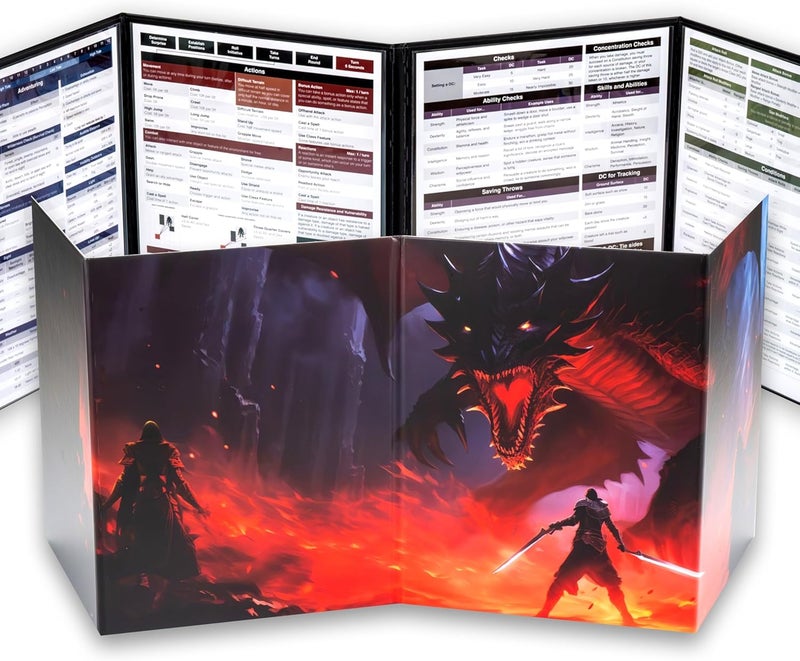 TIDYBOSS 4-Panel DM Screen | Customizable DND Dungeon Master Guide with Inserts for Dungeon Masters | D&D Starter Set | DND Starter kit d&d Accessories | DND Gifts | DND dm Supplies - Image 1
